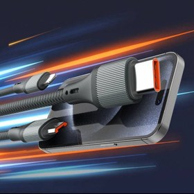 تصویر کابل تبدیل USB به لایتنینگ/USB-C/microusb الدینیو مدل LC97U با طول 1.2 متر 