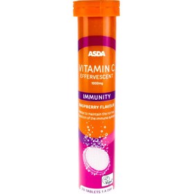 تصویر قرص جوشان ویتامین سی ۱۰۰۰ رازبری اسدا (asda) 20 عددی 