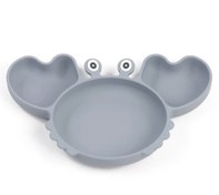 تصویر سرویس غذاخوری سیلیکونی کودک ۳ تکه طرح خرچنگ - طوسی Silicon feeding set crab design