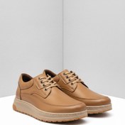 تصویر کفش اداری روزمره بند دار مردانه مدل Sepehr عسلی رویه چرم صنعتی - ۴ 