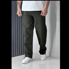 تصویر نام محصول : شلوار بگ پارچه کتان نیل رنگ سبز تیره 