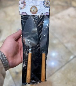 تصویر ست کارد و کیک دسته چوبی 