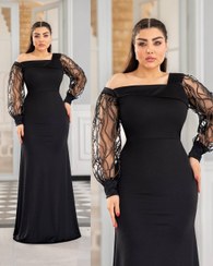 تصویر پیراهن مجلسی زنانه ماکسی مدل یاسمن رنگ مشکی سایز ۴۲ تا ۵۰ 