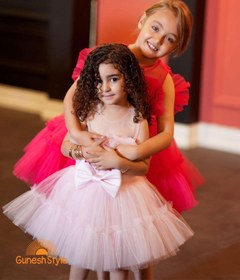 تصویر پیراهن پرنسسی توری پاپیون‌دار آریانا 