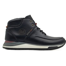 تصویر نیم بوت مردانه چرم اسپرت مدل سورو1 ریواچرم تبریز - سرمه ای / 43 