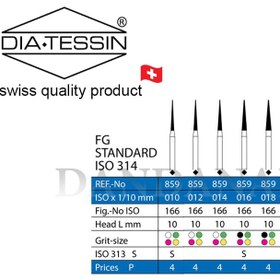 تصویر F 859 فرز الماسه نیدل بلند قرمز پرداخت (fine) 