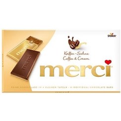 تصویر شکلات تخته ای مرسی 100 گرمی با مغز کرم و قهوه - merci coffee & Cream 