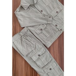 تصویر کت و شلوار کتان دخترانه رنگ کرم سایز Girls' cream-colored linen suit, size