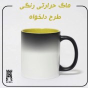 تصویر ماگ حرارتی دسته و داخل رنگی طرح دلخواه 