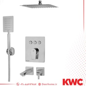 تصویر شیر حمام توکار KWC مدل ورونا دوش تیپ 4 با سردوش تلفنی استیل 