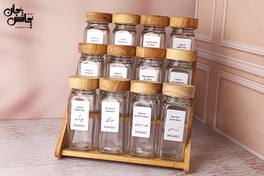 تصویر پک جا ادویه ۱۲ تایی با استند چوبی 