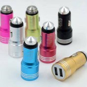 تصویر شارژر فندکی ماشین دارای دو پورت usb 