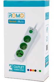 تصویر چند راهی 3 خانه برق رومو Multi با کابل 1.5 متری ROMO MULTI 1.5M 3 WAY POWER STRIP