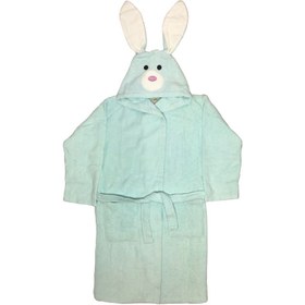 تصویر حوله پالتویی کودک سلین طرح خرگوش فیروزه ای سایز 2-3 