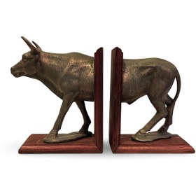 تصویر هولدر کتاب طرح گاو با پایه چوبی 