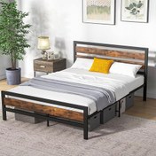 تصویر تخت خواب یک و دو نفره چوب و فلز طرح شانا 