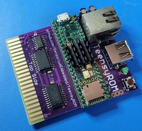 تصویر TeensyROM is a ROM emulator, super fast loader, MIDI Host+Device and Internet interface cartridge for the Commodore 64 & 128, based on the Teensy 4.1 