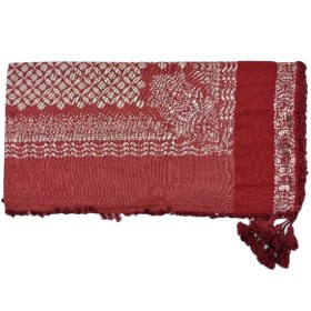 تصویر چفیه عمانی یاسمین طرح شمسه رنگ قرمز و سفید 