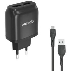 تصویر شارژر دیواری پرودو مدل PD-0203MEU به همراه کابل تبدیل Micro USB Porodo PD-0203MEU Wall Charger Aito-ID Micro USB Cable