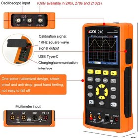 تصویر اسیلوسکوپ پرتابل ویکتور مدل 240 چهل مگاهرتز دو کانال 