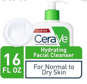 تصویر شوینده و آبرسان پوست نرمال تا خشک سراوی 473 میل CeraVe Hydrating Facial Cleanser for Normal to Dry 