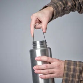 تصویر بطری آب سولوگناک - ماگ بوشکرفت Solognac Water bottle with screw cap bushcraft 1l stainless steel 