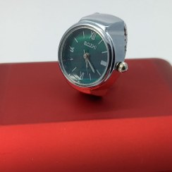 تصویر ساعت انگشتری - بدنه نقره آب صفحه سبز 