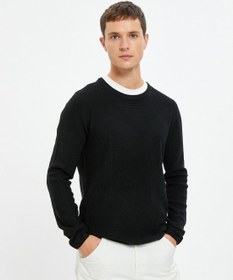 تصویر ژاکت بافتنی با بافت با یقه گرد و آستین بلند برند Koton Knitwear Sweater Textured Crew Neck Long Sleeve