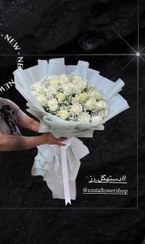 تصویر دسته گل رز سفید هلندی ۴۰شاخه 