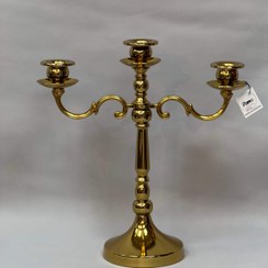 تصویر شمعدان سه شعله طلایی طرح آلاله 