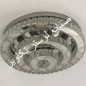 تصویر لوستر مدرن پله سقفی دایره استیل سایز ۱۵+۳۰+۵۰ سانتیمتر 
