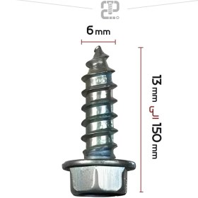 تصویر پیچ شیروانی نوک تیز 5/8×14 قطر 6 طول 16 mm 