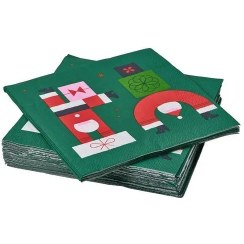 تصویر دستمال کاغذی ایکیا مدل VINTERFINT / طرح‌دار – سبز بابانوئلی 