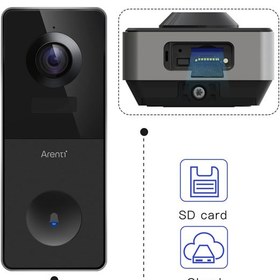 تصویر زنگ در هوشمند آرنتی Arenti VBELL1 2K Ultra HD Battery Video Doorbell همراه با کارت حافظه 