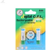 تصویر باتری نیم قلمی قابل شارژ digital C.F.L-AAA با ظرفیت ۱۳۵۰mah بسته ۲ عددی 1350mah