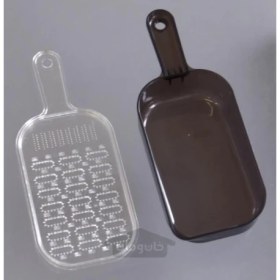 تصویر رنده دو طرفه دسته دار پلاستیکی رنگ قهوه ای ساخت ژاپن Double-sided grater with handle