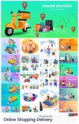 تصویر دانلود مجموعه طرح های ایزومتریک دلیوری محصولات فروشگاه آنلاین - Online shopping Delivery 