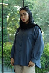 تصویر شومیز لینن اسلپ پنبه Black linen slub cotton shirt