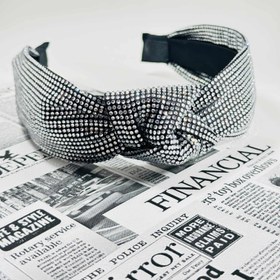 تصویر تل سر گره ای نگینی - سفید 