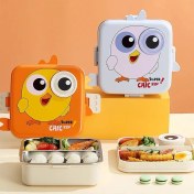 تصویر ظرف غذا طرح جوجه لانچ باکس داخل استیل قاشق دار lunch box chicken