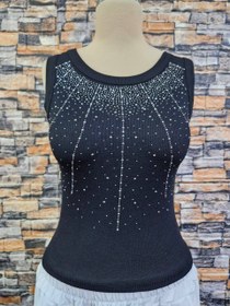 تصویر تاپ زنانه نگین دار سبز 