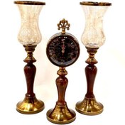 تصویر ست ساعت و شمعدان چوبی فلزی آنتیک 1430/1403 