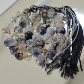 تصویر تسبیح عقیق شجر ترکیده ۳۳ دانه سایز مهره ۸ 