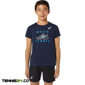 تصویر تی شرت تنیس پسرانه اسیکس Asics Tennis Graphic SS TOP- سرمه ای 