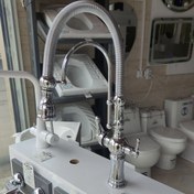 تصویر شیر ظرفشویی فنری دو منظوره قابلیت اتصال به تصویه اب برند رستاک مدل کیوتن کروم(ارسال رایگان) 