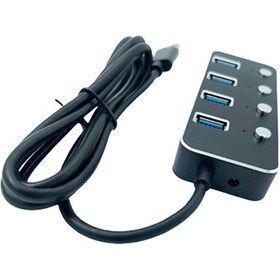 تصویر هاب 4 پورت USB.3 کلید دار کی نت مدل H5 K-HUAMH504 K-Net H5 K-HUAMH504 USB Hub