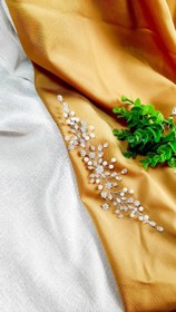 تصویر ریسه زیبای ترکیبی مروارید و کریستال اصل با گلهای نگینی - آبی risse