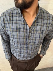 تصویر پیراهن مردانه چهارخانه پولو مدل کلاسیک سایز XL از نخ پنبه‌ای قهوه‌ای 