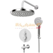 تصویر شیرآلات توکار کسری مدل کویین حمام تیپ 4 سفید کروم 