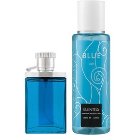 تصویر عطر جیبی مردانه مدل Desire Blue به همرا بادی اسپلش مدل Blue حجم 250 میلی لیتر النترا Elentra Tiny Desire Blue Parfum For men And Body Splash Elentra Blue